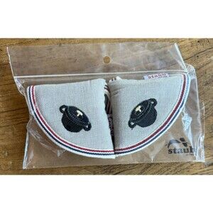 Staub Oven Mittens Black Knob Cover Potholders Set of 2 Kitchen Accessories NEW